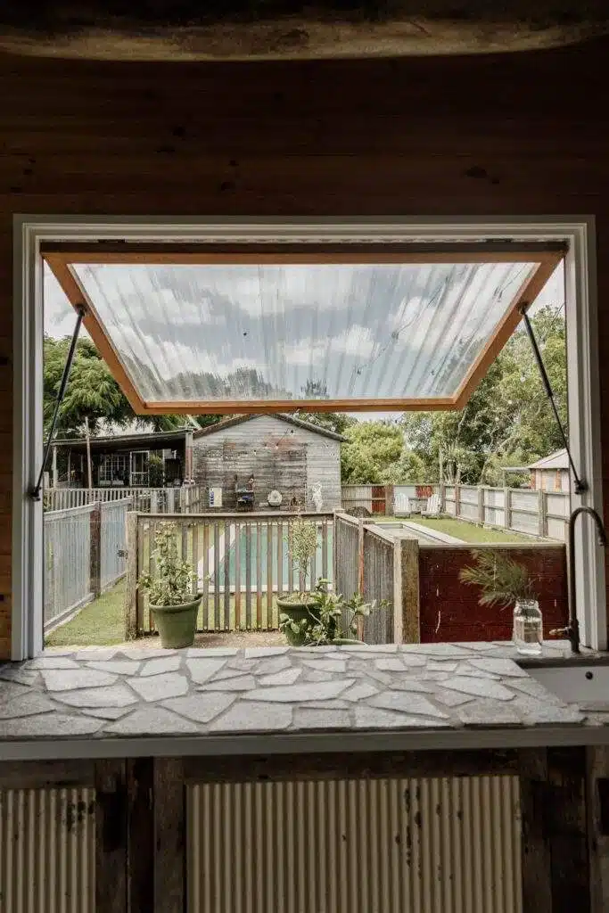 view over pool from games room